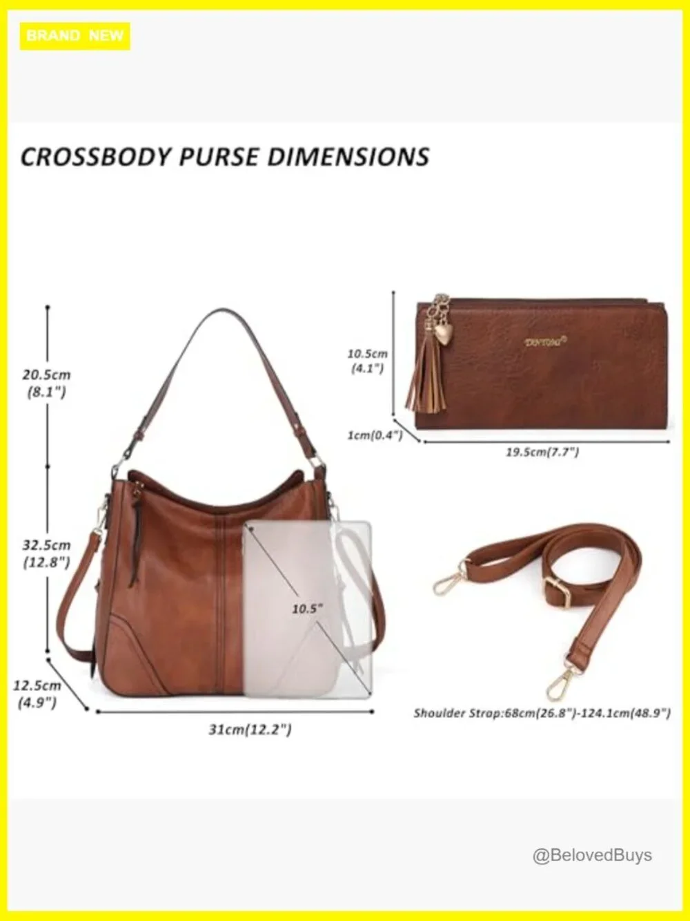 2pcs PU Leather Hobo Crossbody Bag Set with Wallet